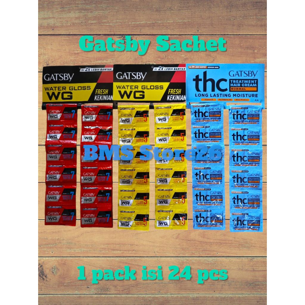 Gatsby Sachet - Gatsby Renceng - Gatsby Minyak Rambut 1 Pack Isi 24 Pcs ( 48 Sachet )