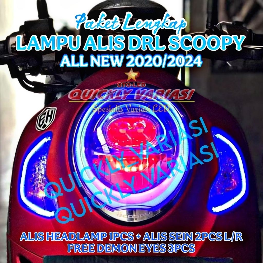 Paket Lampu Alis Scoopy all new bonus devil eyes tidak berbintil alis drl scoopy bonus alis sein