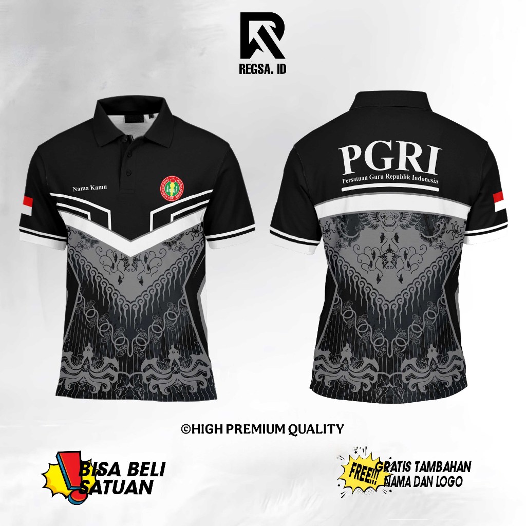 RA Baju Persatuan Guru Republik Indonesia PGRI  2025 Pria/Wanita Gratis custom nama dan logo Berkera