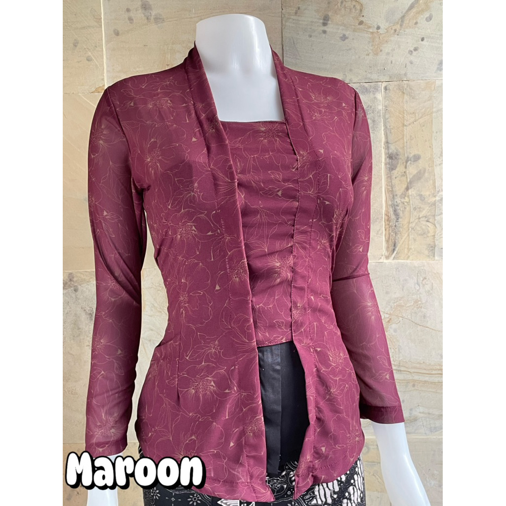 Kebaya Sifon Lukis Motif Bunga Kutubaru