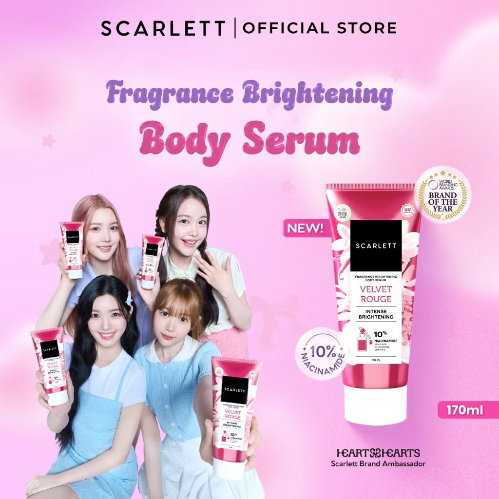 SCARLETT 10% NIACINAMIDE Fragrance Brightening Body Serum 170ml - Velvet Rouge & Purple Kiss | Inten