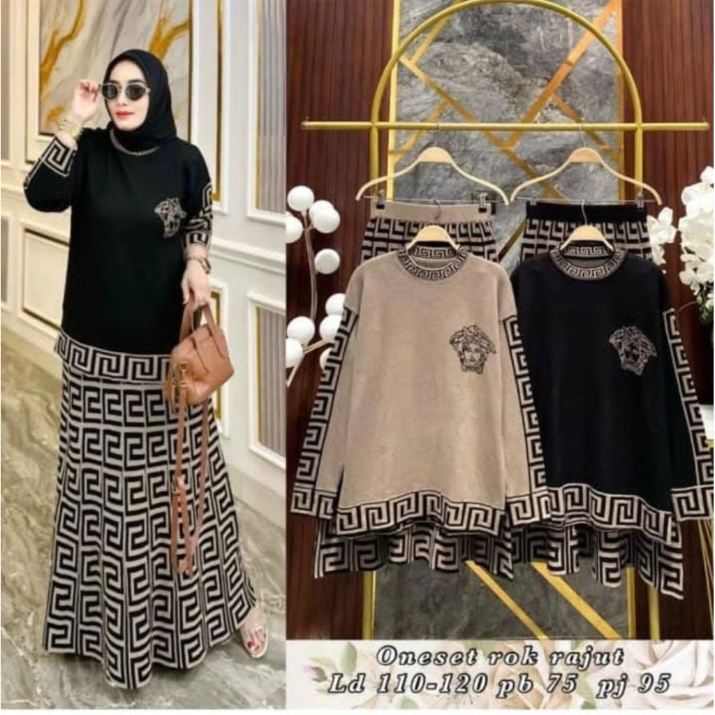 set rok rajut//bisacod//setelan rok rajut wanita