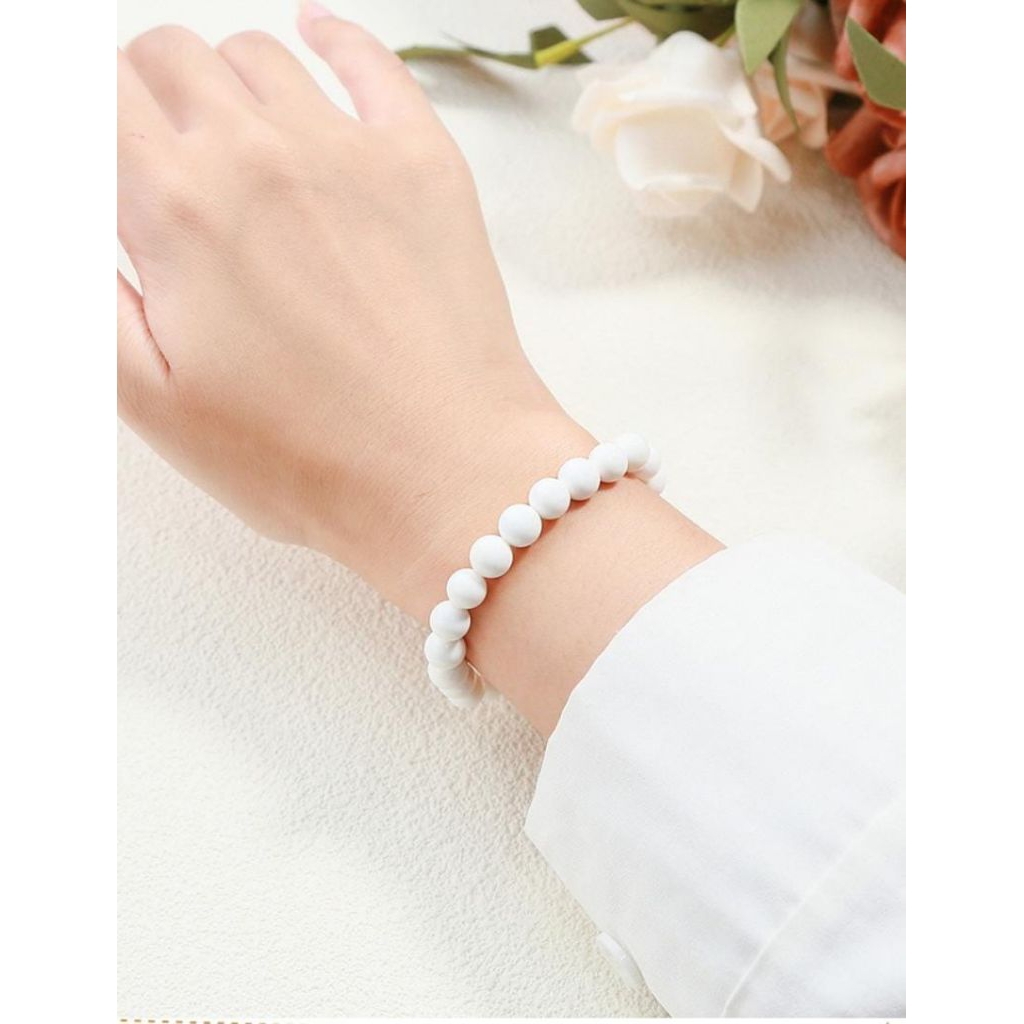 gelang batu giok putih giok salju giok susu 8 dan 10 mm