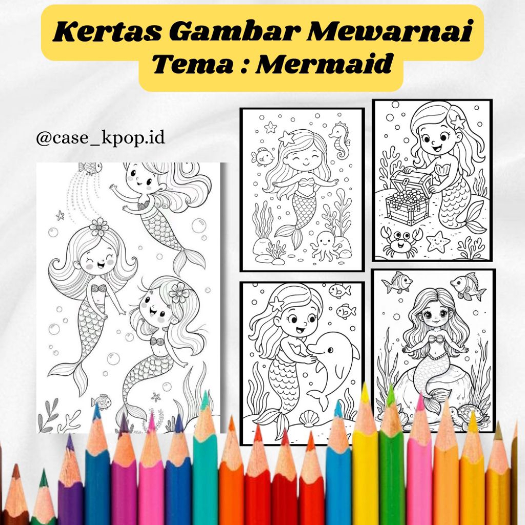 

20 LEMBAR KERTAS MEWARNAI ANAK TEMA MERMAID (READY LANGSUNG KIRIM)