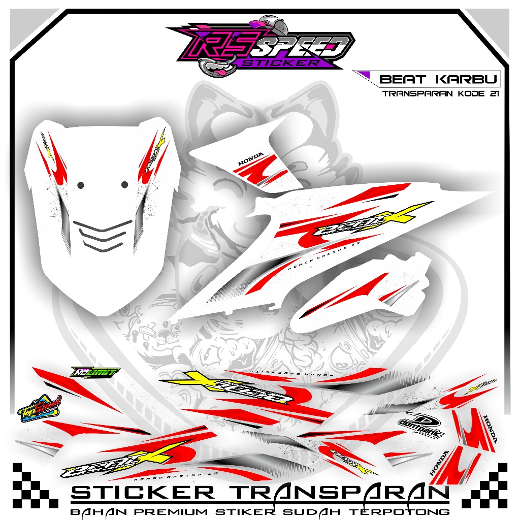 STRIPPING BEAT KARBU 2010 VARIASI STIKER BEAT KARBU 2010 UV TRANSPARAN KODE 21 BAHAN PREMUM