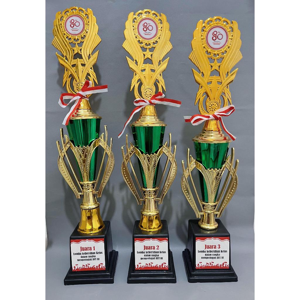 Piala Kemerdekaan Kombinasi Oslo Hijau | Piala Plastik Murah | Free Custom Tulisan