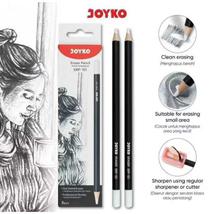 

( 1 BIJI ) Eraser Pencil ERP-151 Penghapus Bentuk Pensil JOYKO 1 Set Isi 6 Pcs