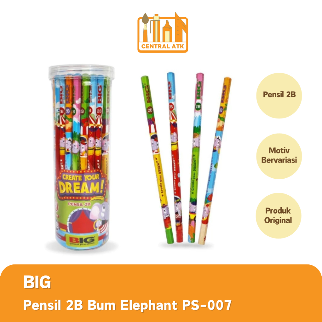

PENCIL / PENSIL 2B BIG PS-007 BUM ELEPHANT (1 PCS)