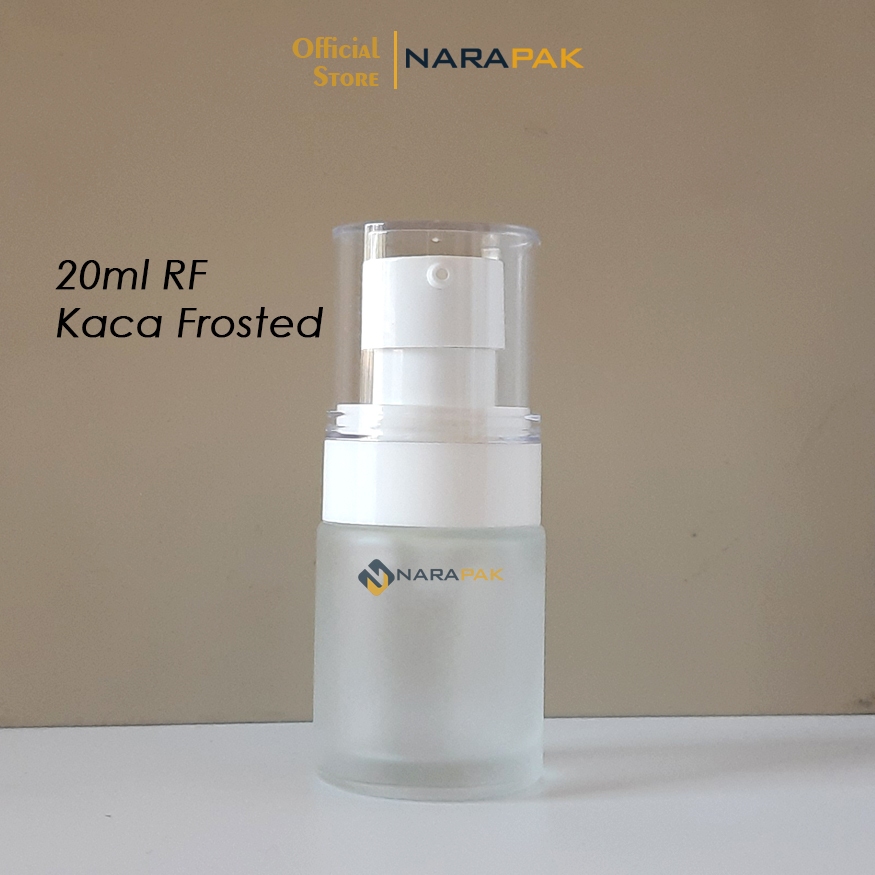 Botol Kaca 20ml Bahu Datar Frosted Dof RF Tutup Pump PUTIH Lotion Skintific Serum Skincare SK2035WL