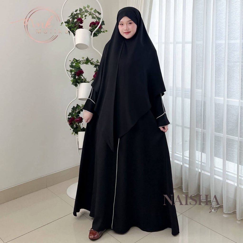 RAYNA - Naisha Set Khimar Bandana - Abaya Umroh Daily Outfit Polos