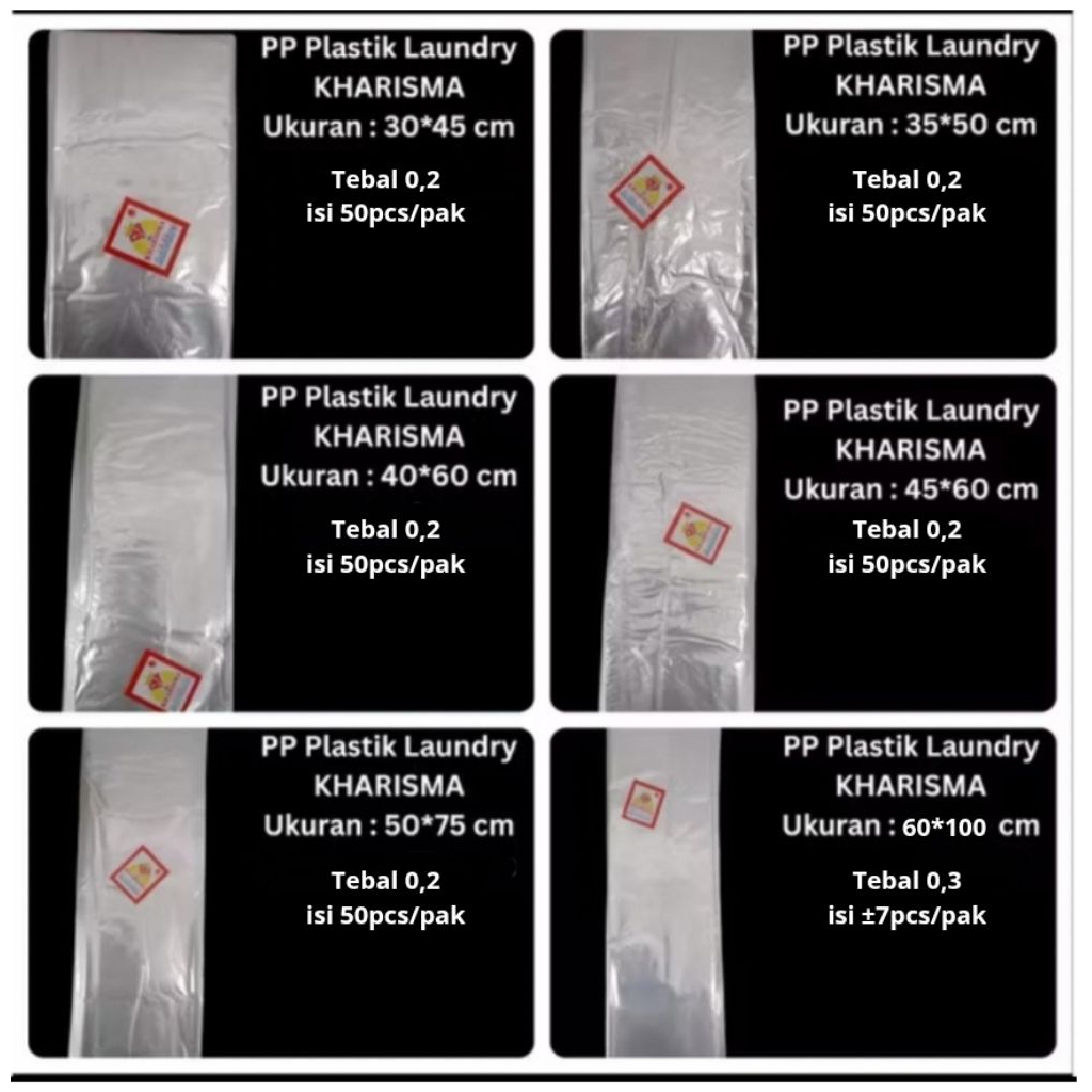 Plastik PP laundry bening uk 45x60cm tebal 0,2/Plastik Kantong Besar Laundry 45x60 tebal 0,2/Kantong