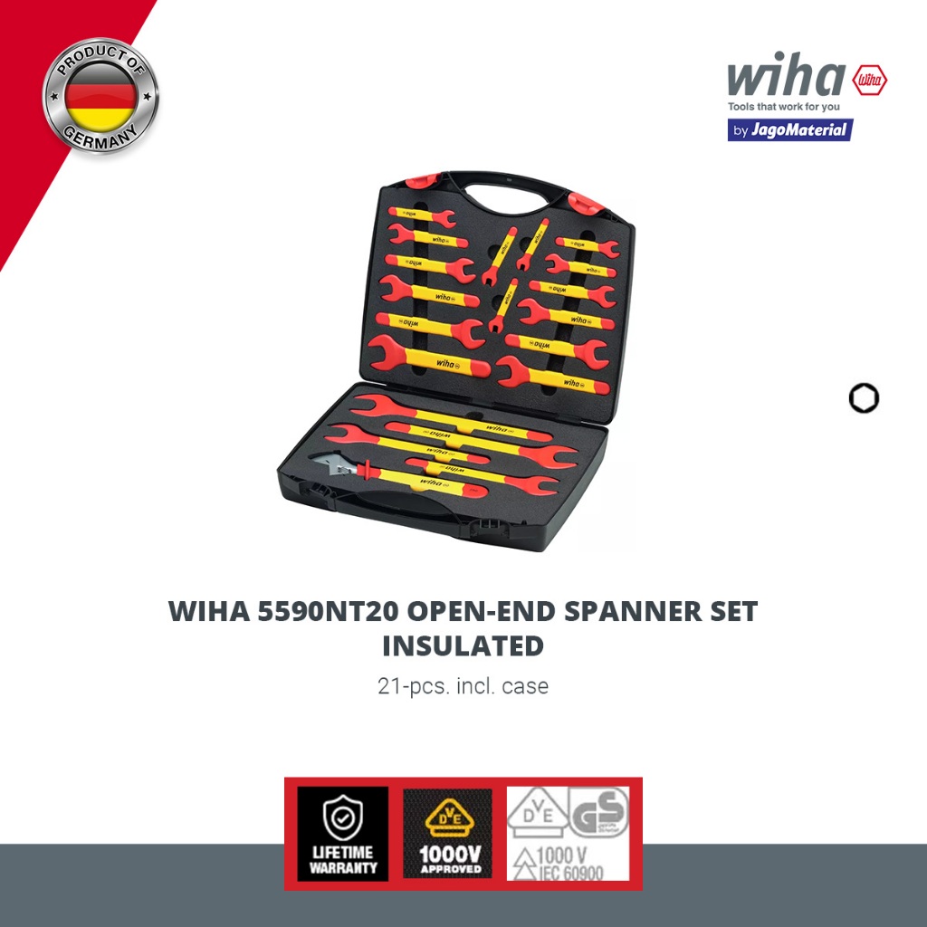 Wiha 5590NT20 Open-End Spanner Set Insulated - Tang Set Insulasi