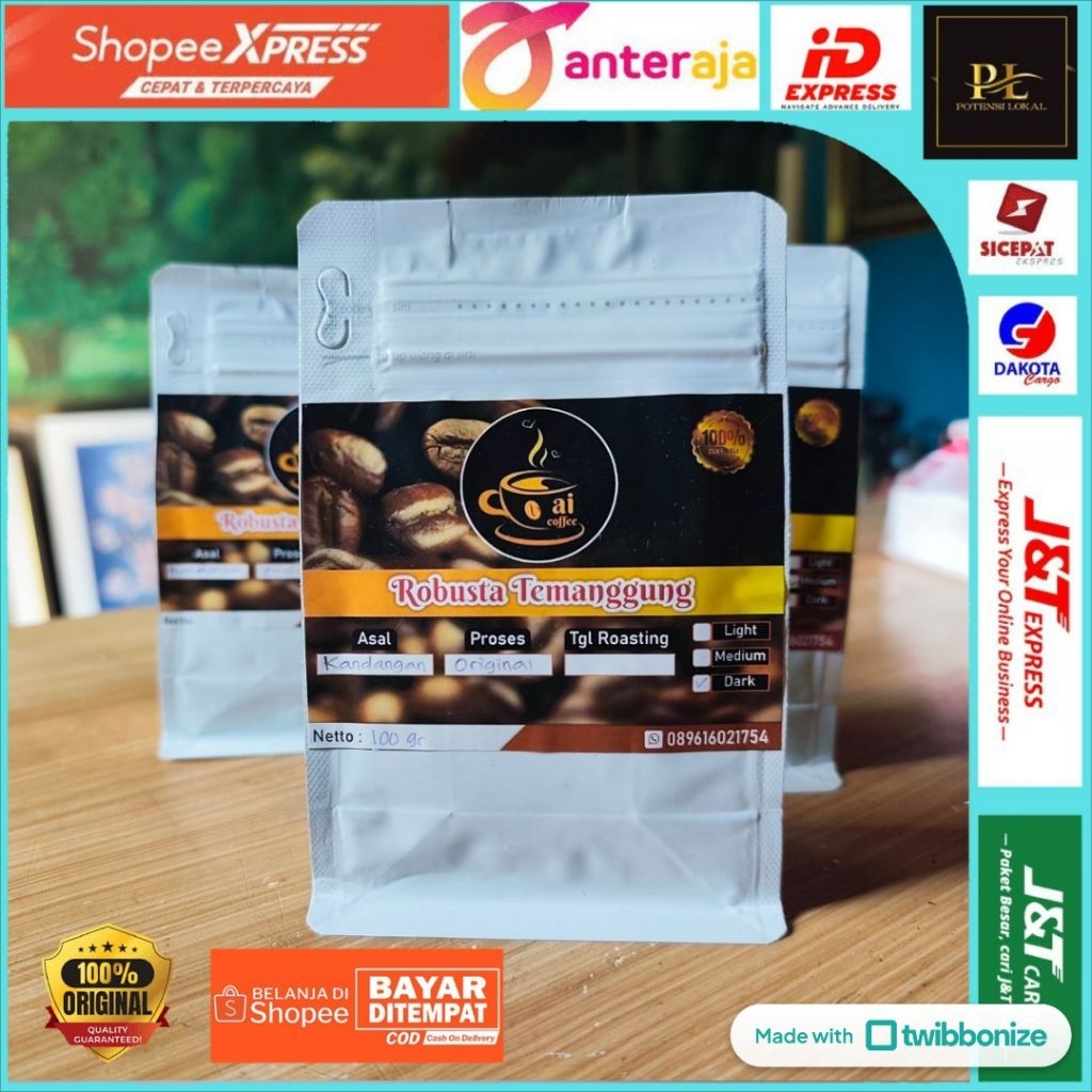 

KOPI ROBUSTA TEMANGGUNG | 100 gram | dijamin 100% murni kopi | Tanpa Campuran Apapun
