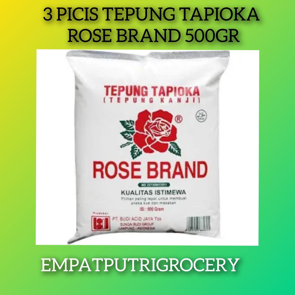 

Tepung tapioka rose brand 500gr paket 3 picis