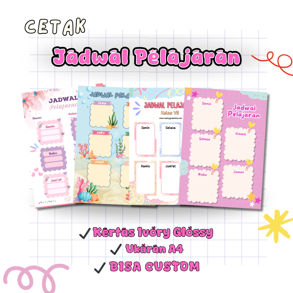 

Jadwal Mata Pelajaran Custom Ukuran A4 (Part 1)
