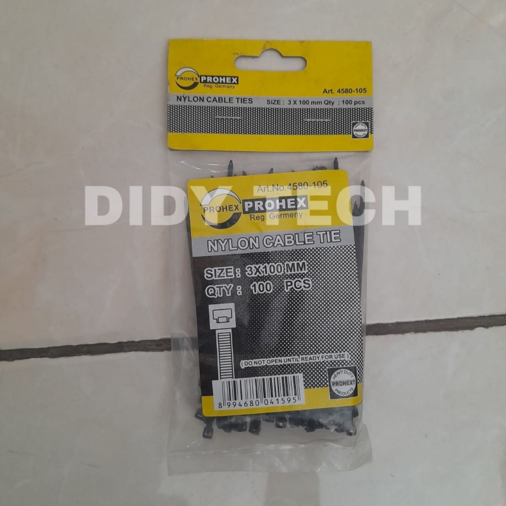 

Cable Ties Prohex Nylon ukuran 3×100mm isi 100pcs warna putih