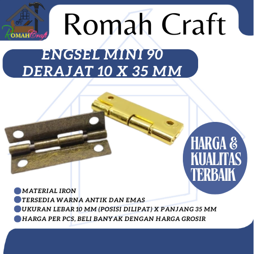 Engsel mini 90 derajat 10x35 mm A8.H64 Engsel kecil kotak box antik