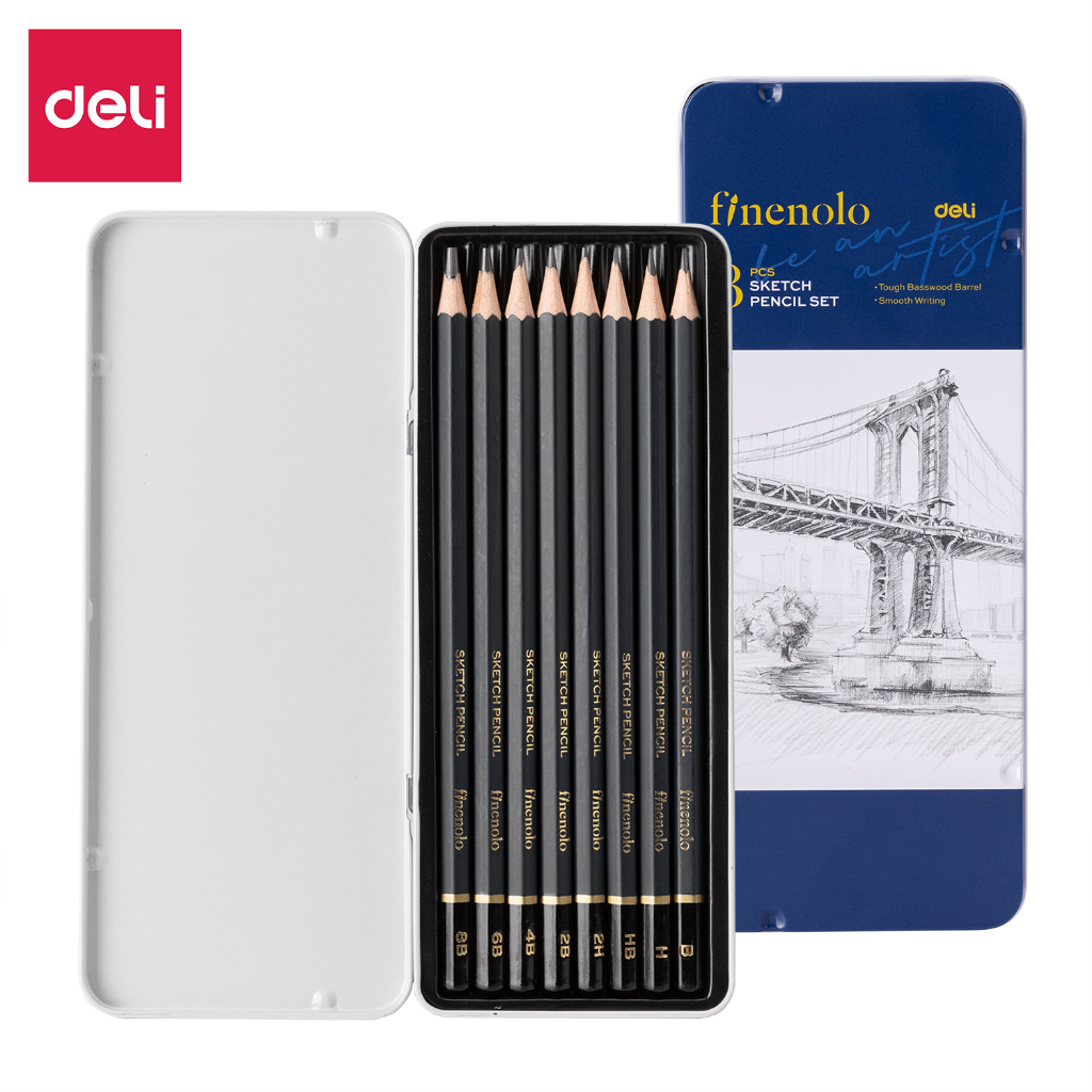 

Deli Sketch Pencil Set 8 Metal Tin / Pensil Sketsa C26