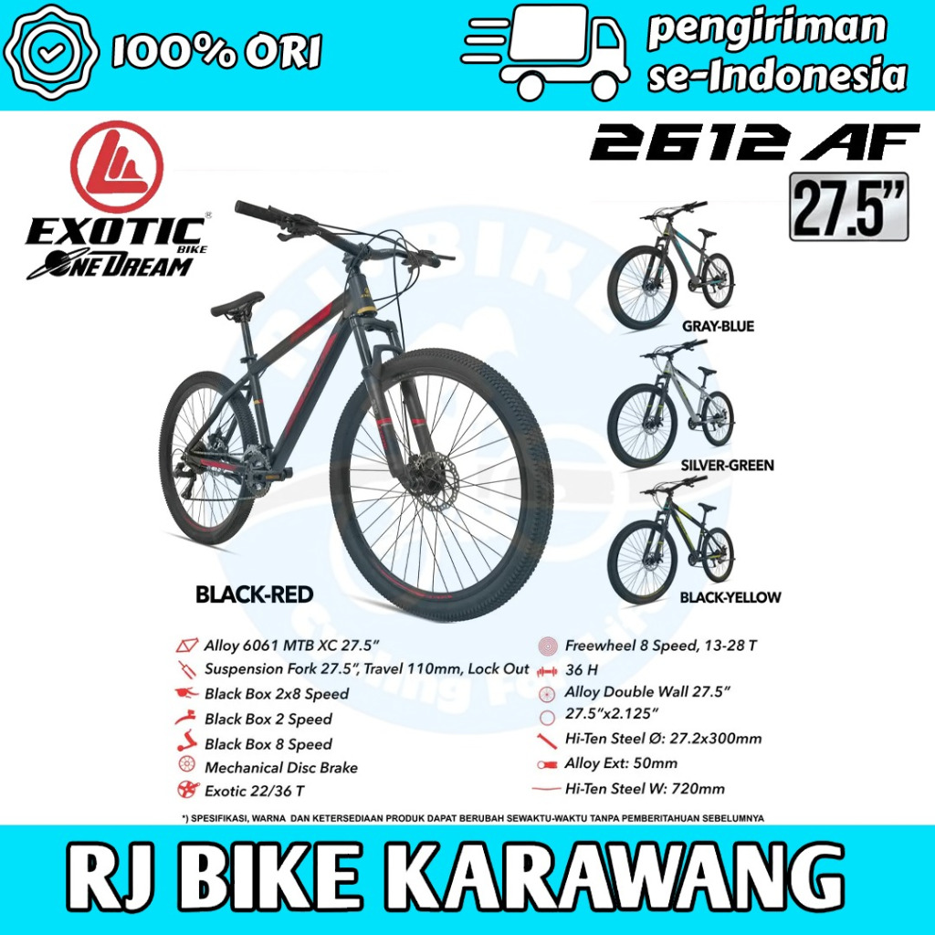 SEPEDA GUNUNG MTB 27.5 INCH EXOTIC 2612 AF 2X8SPEED