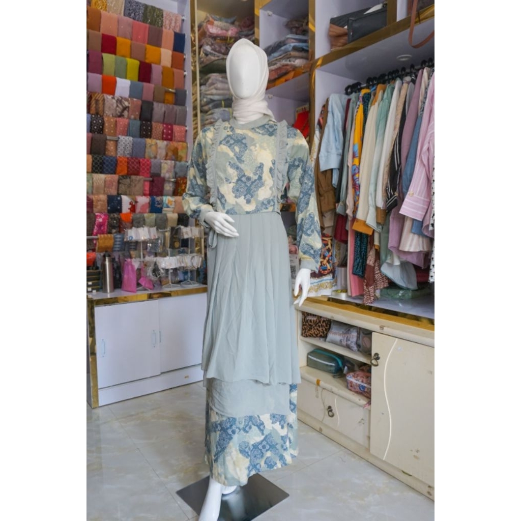 Tnco✨️Luhana Dress Muslimah / Gamis ceruty babydoll motif printing Terbaru