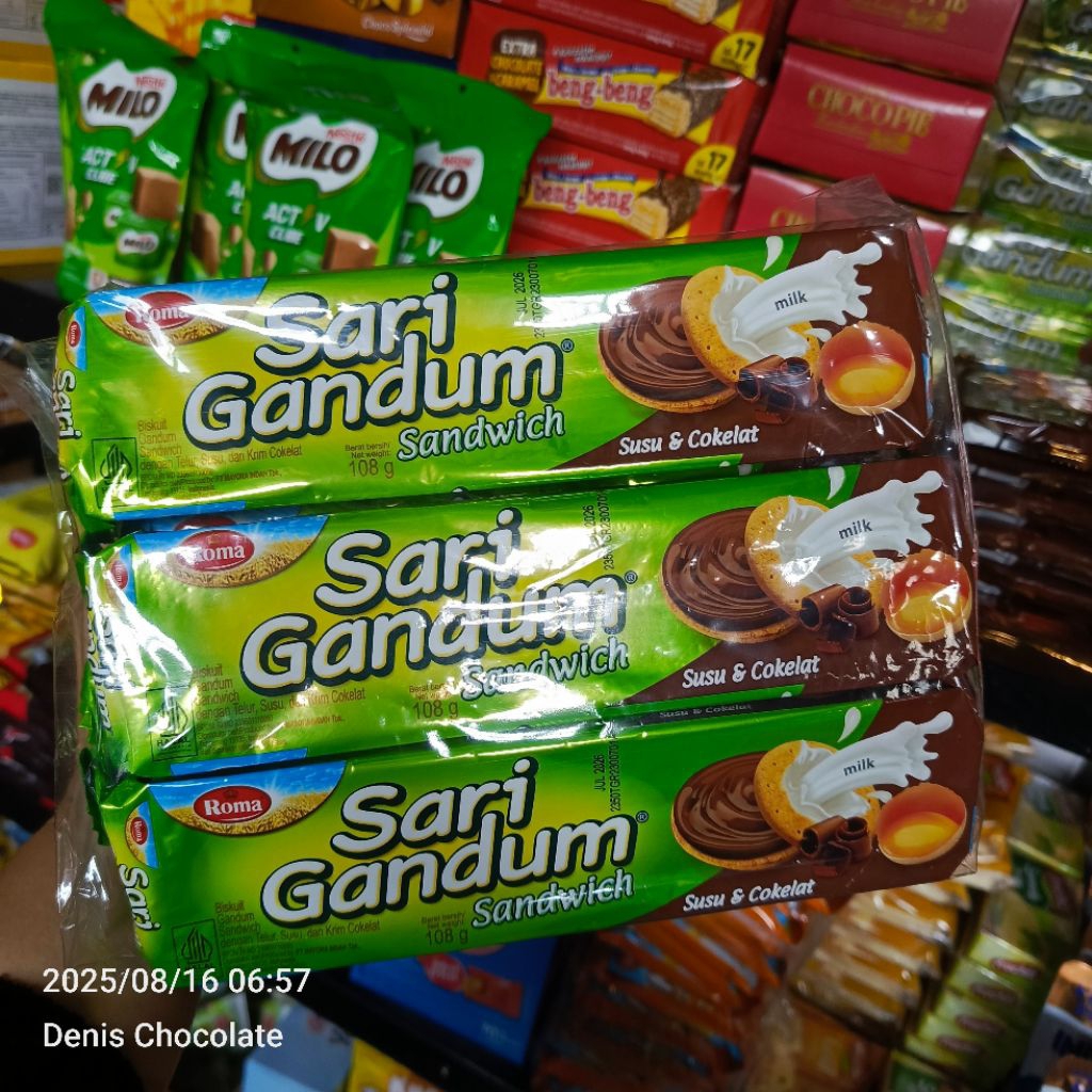 

Biskuit Roma Sari Gandum Sandwich Coklat