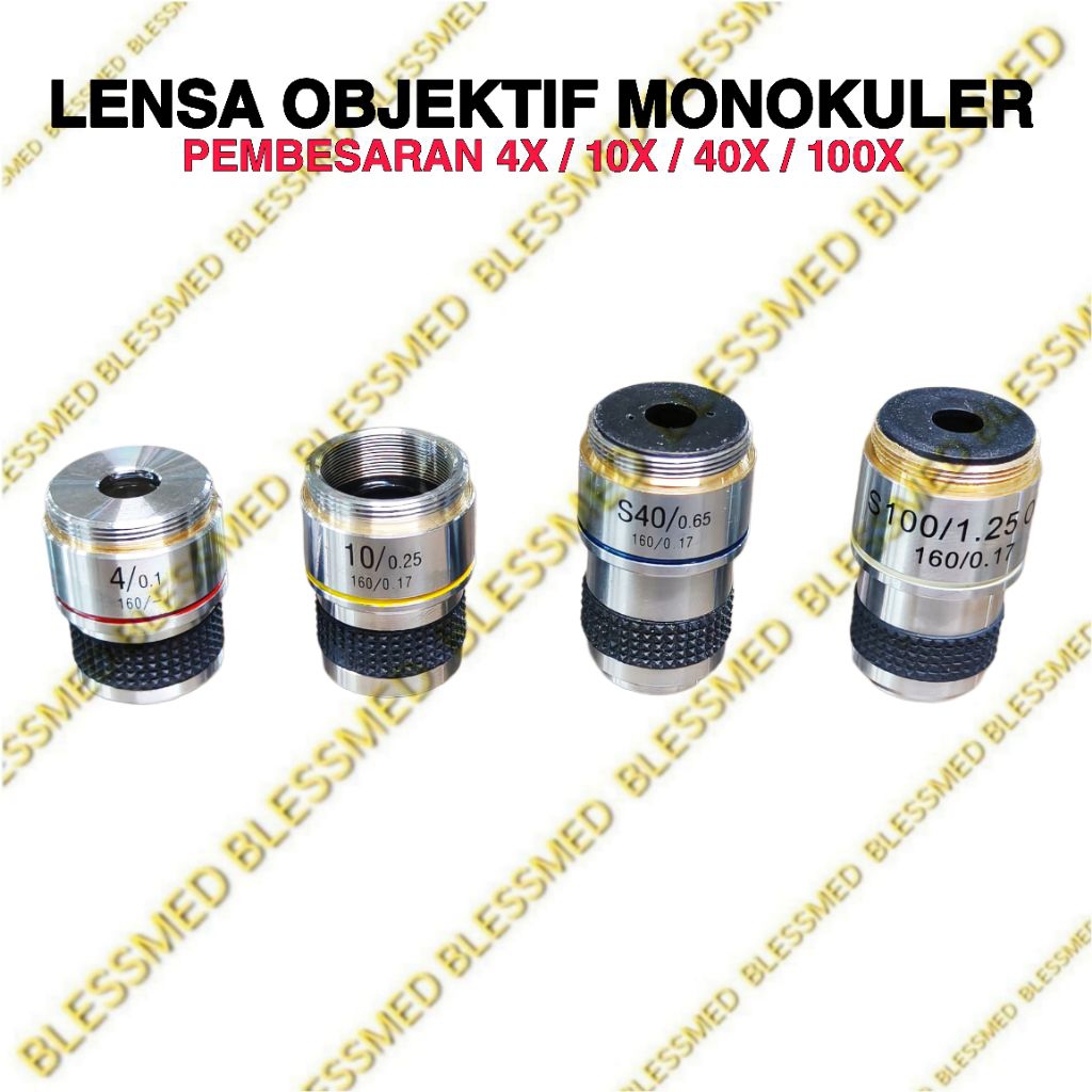 Lensa Objektif 4x/10x/40x/100x Mikroskop Microscope Monokuler