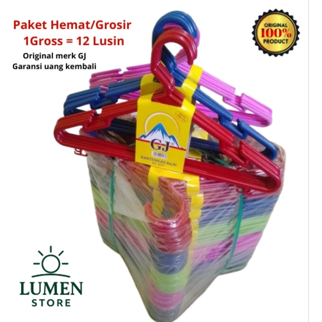 1 Gross / 12 Lusin Paket Grosir/Usaha Hanger Baju Dewasa GJ Original Kuat Hemat Tahan Lama Tahan Pan