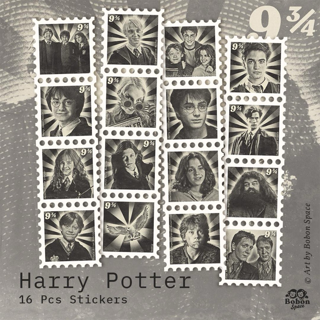 

STICKEE VINTAGE STAMPS - HARRY POTTER | STIKER DECO LAPTOP TUMBLR CASE HP FANMADE PERANGKO JADUL