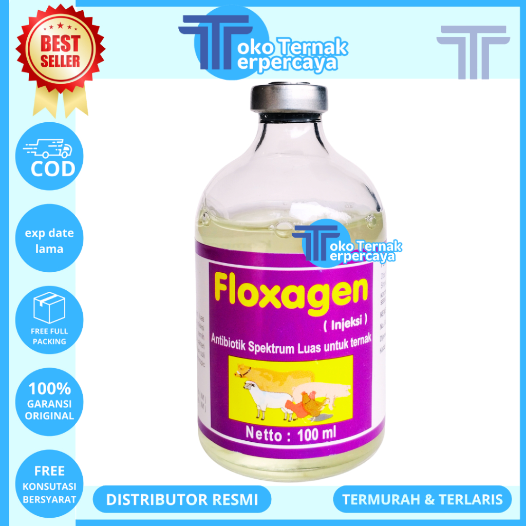 FLOXAGEN 100ML - Obat Hewan Mengatasi Infeksi Pernafasan Untuk Ternak Sapi Babi Kambing Unggas