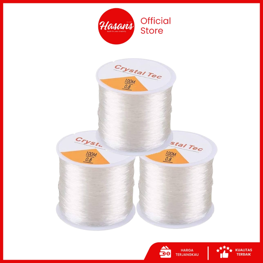 Hasans Tali Karet Kenur Elastis / Tali Bening Gelang / Tali Bening Kalung / Tali Benang Karet / Tali