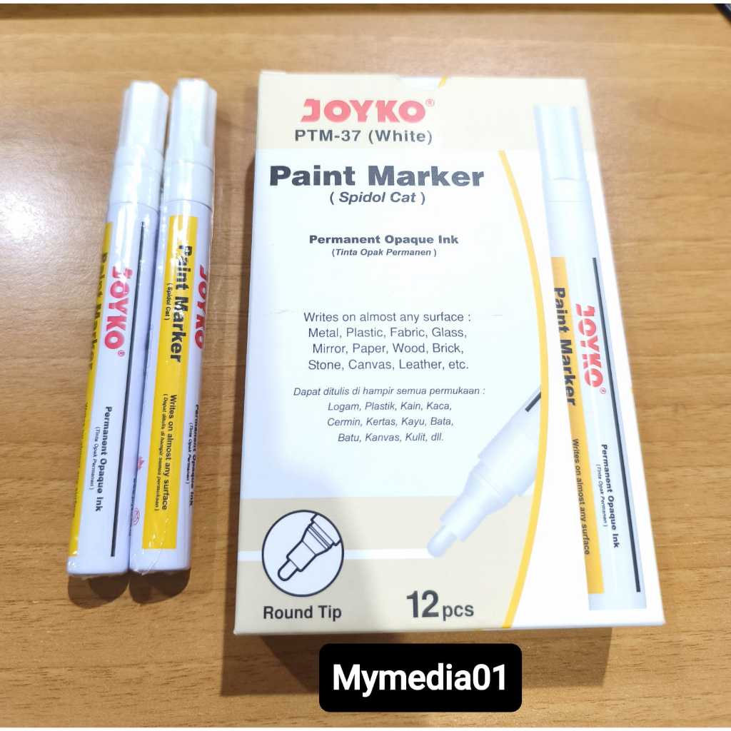 

1 PACK (12PCS) SPIDOL JOYKO PAINT MARKER WHITE PTM-37 TERMURAH