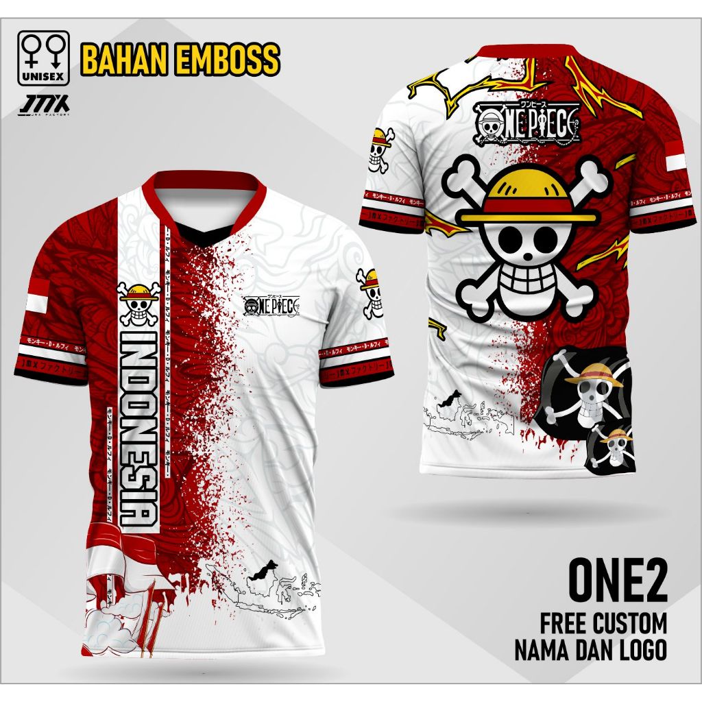 jersey merah putih one piece jersey kemerdekaan indonesia one piece 80-one2 bahan emboss