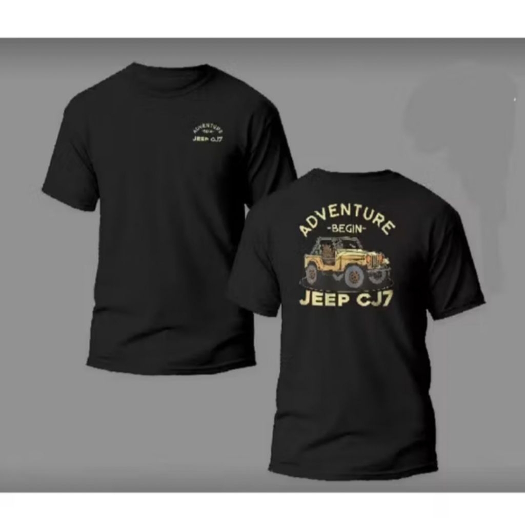 Kaos Distro Unisex Advanture Begin Jeep CJ7 - Kaos Bahan Lembut Nyaman Dipakai
