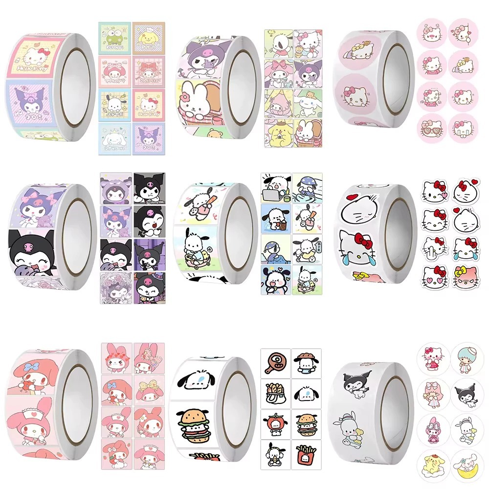 

Kiddypicks - Sticker Roll Sanrio 2.5cm – Kuromi, Melody, Cinnamoroll, 500 PCS, Aesthetic & Lucu