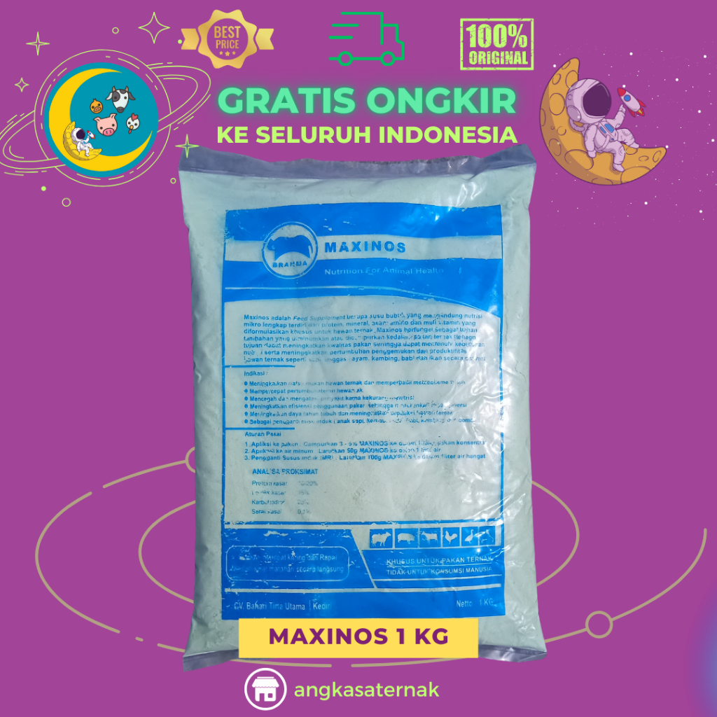 MAXINOS 1 KG - Susu Untuk Pengganti Susu Indukan, Mempercepat Pertumbuhan Untuk Hewan Ternak.