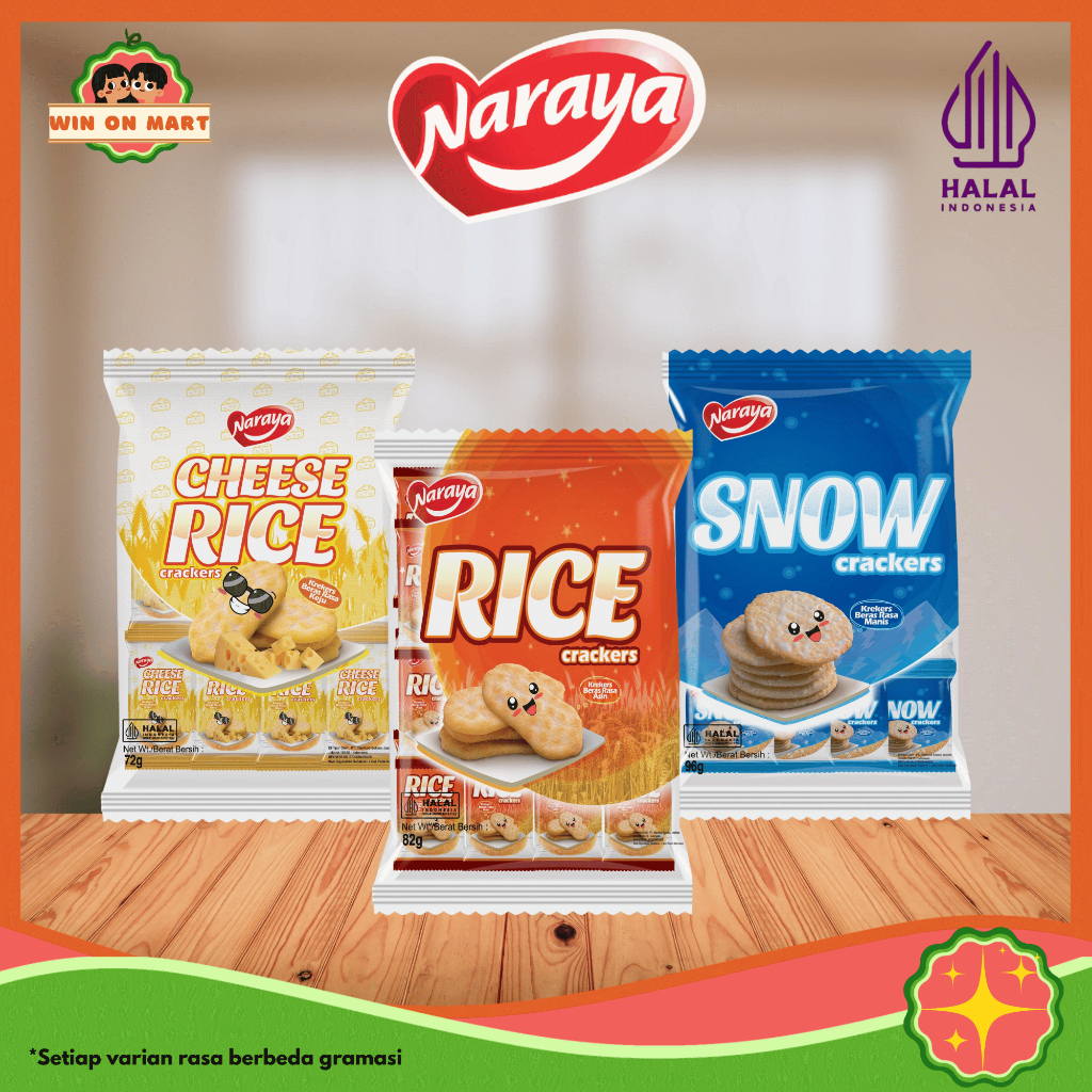 

Crackers | Naraya Crackers | Cheese Rice 72g | Rice 82g | Snow 120g