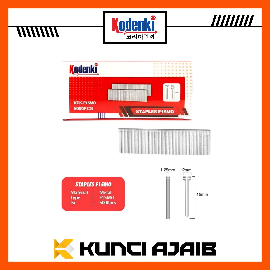 

KODENKI Isi Paku Tembak F15 - Refill Air Nailer Staples Finish Nail