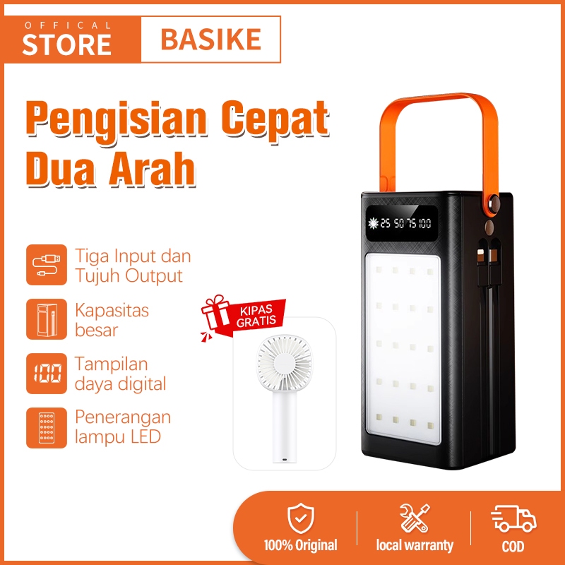 BASIKE Powerbank 50000mAh 22.5W Fast Charging Senter kabel Data Built-in Portable Original