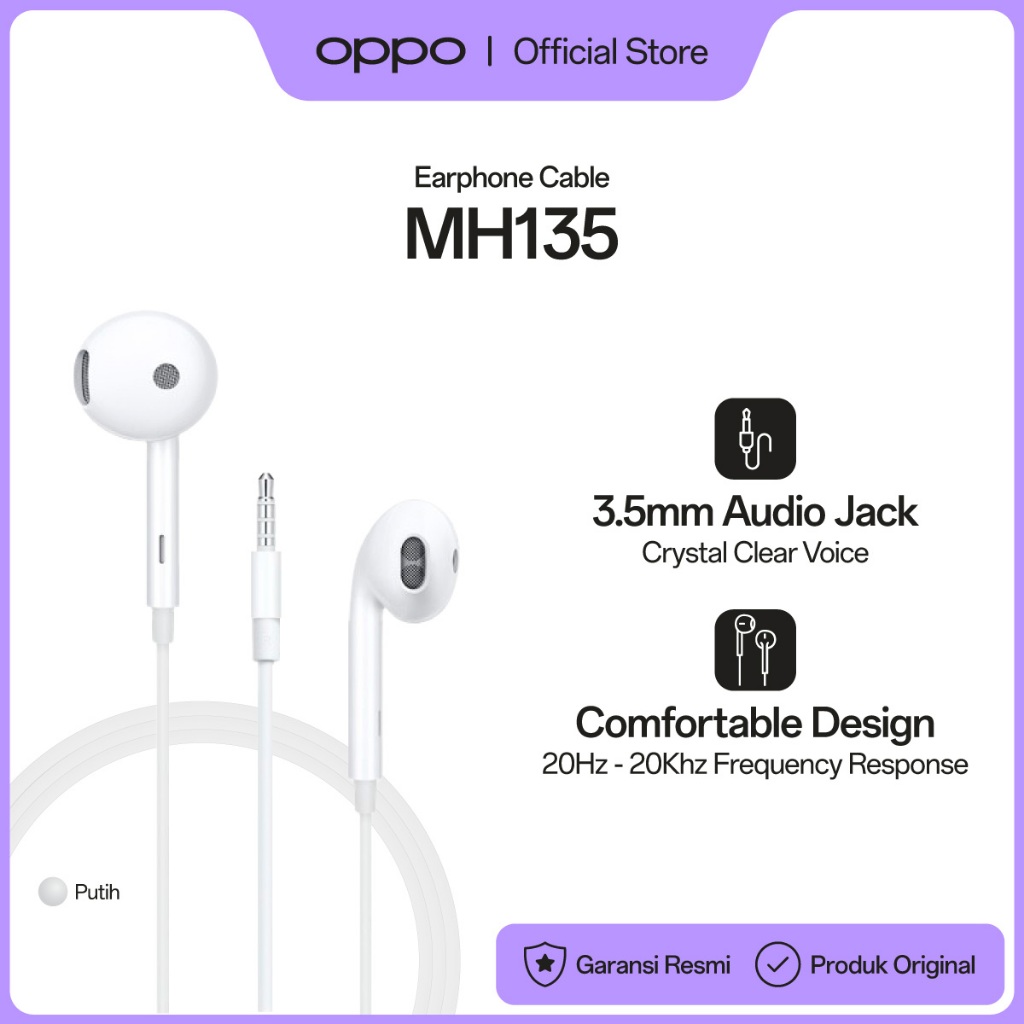OPPO Half-Ear Earphones MH135 White UN