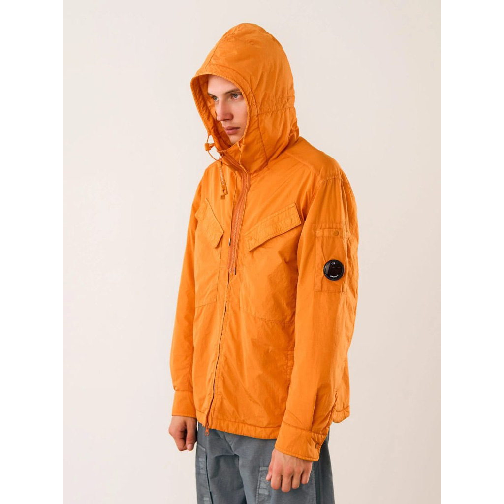 C.P. Company 19CMOS084A Chrome-R Lens Overshirt Hooded Original Jacket In Orange