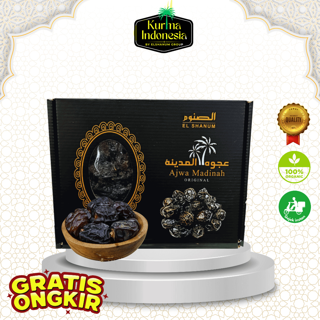 KURMA AJWA JUMBO ORGANIK 1KG BOX HITAM | KURMA NABI ASLI | KURMA AJWA ORGANIK | AJWA ORGANIK ALIYAH