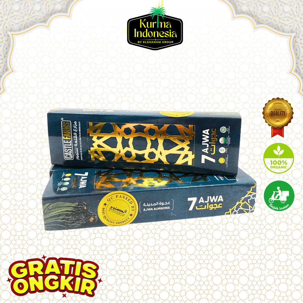 

Kurma Ajwa Castle Farm Organic 7 Butir | Kurma Castel Farm | 7 Butir Kurma Nabi - Kurma Indonesia