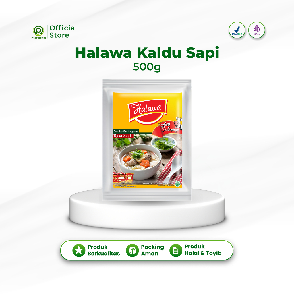 

Halawa Bumbu Probiotik 1 Pouch Kaldu Sapi 500g | Bumbu Masak HALAL & BPOM