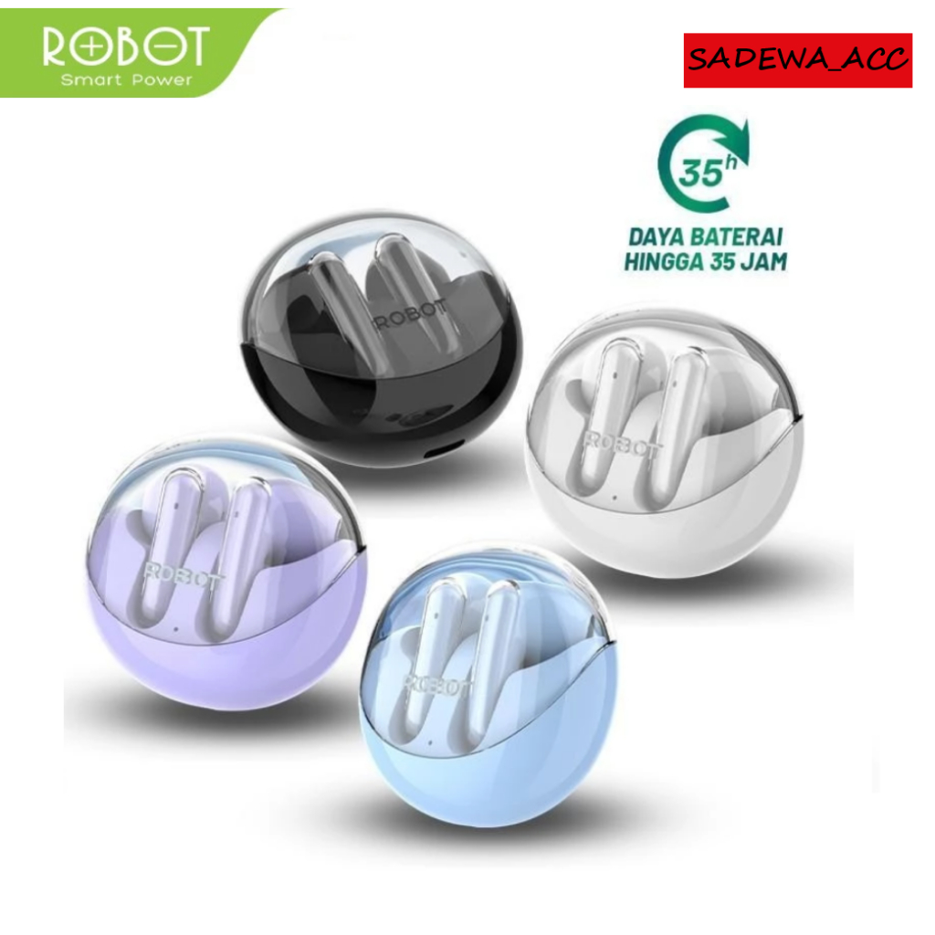 Headset Bluetooth TWS Robot Flybuds T30 Earphones Transparan Case  Bluetooth 5.3