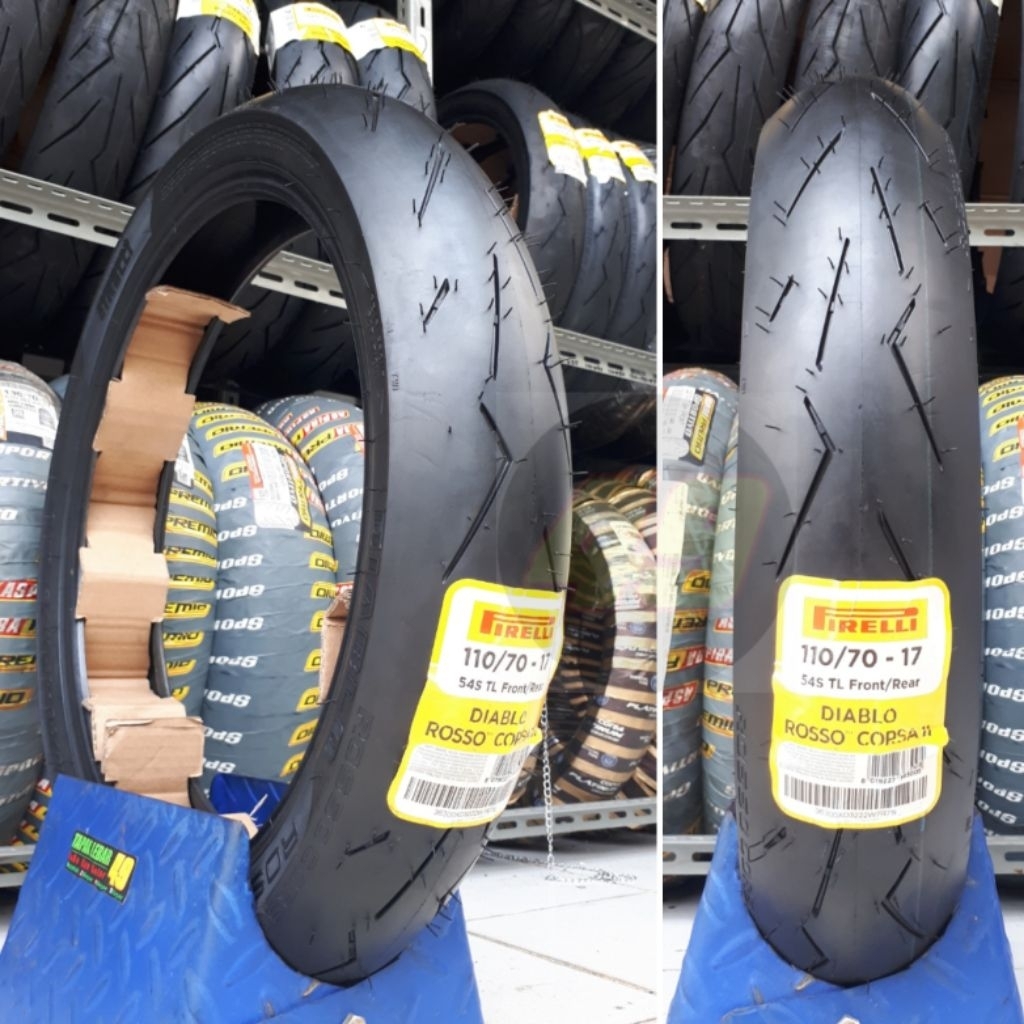Ban PIRELLI Rosso Corsa II 110/70-17 Ring 17 Tubeless 54S Ban Road Race Untuk Motor Yamaha Byson YZF