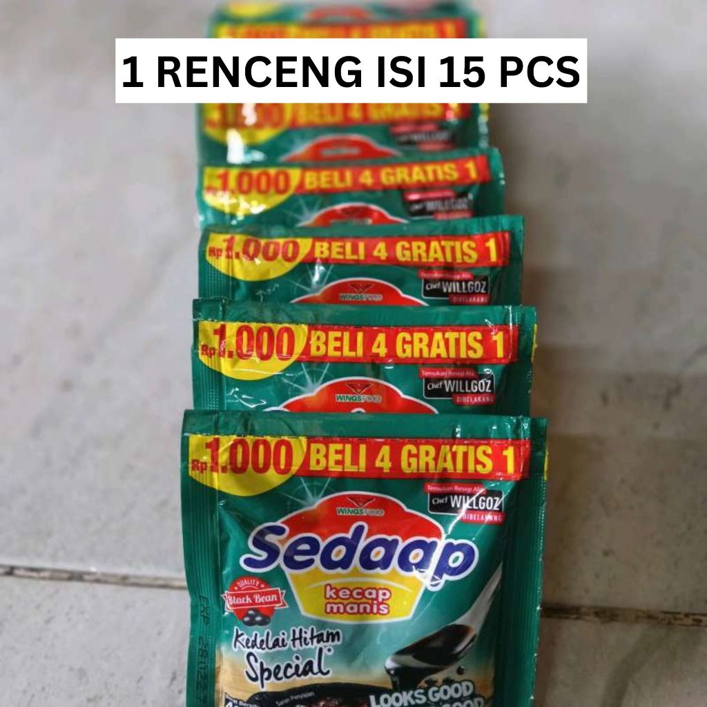 

(1 RENCENG ISI 15 PCS) Kecap Sedaap Renceng 1000an Isi 15 PCS Kecap Hitam Special Sedap Kecap Hitam Wingsfood