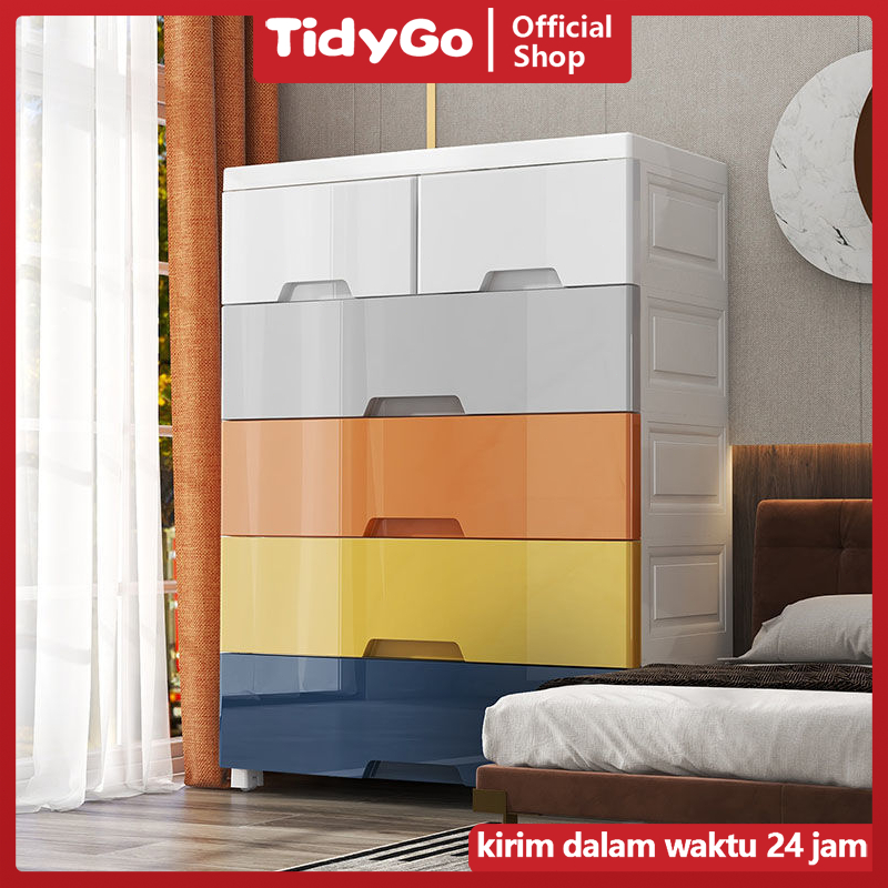 TidyGo Lemari Plastik Pakaian Laci Susun/Cabinet Plastik Rak Susun Penyimpanan Baju