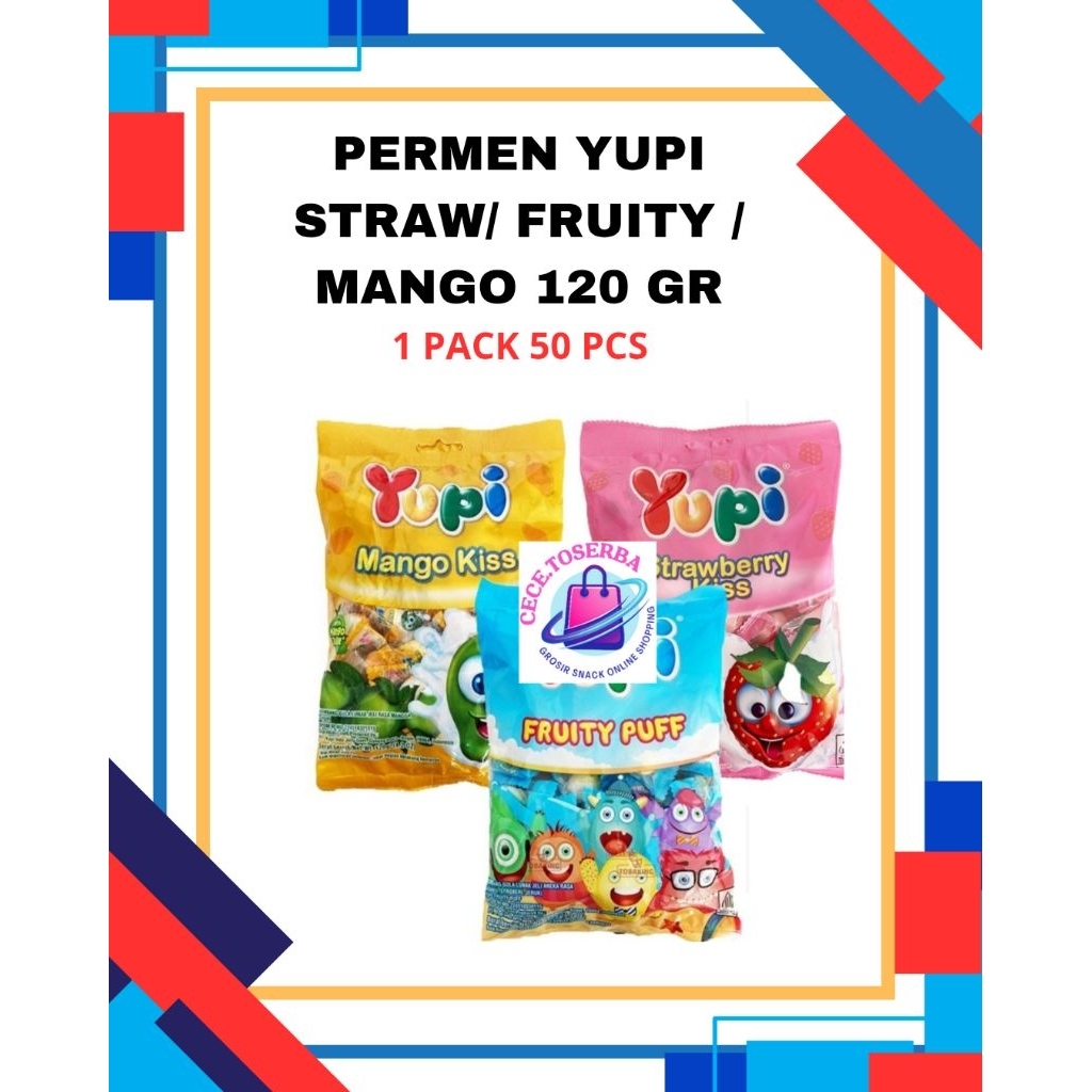 

Yupi Strawberry Kiss/ Fruty puff/Mango Bag 120 Gr