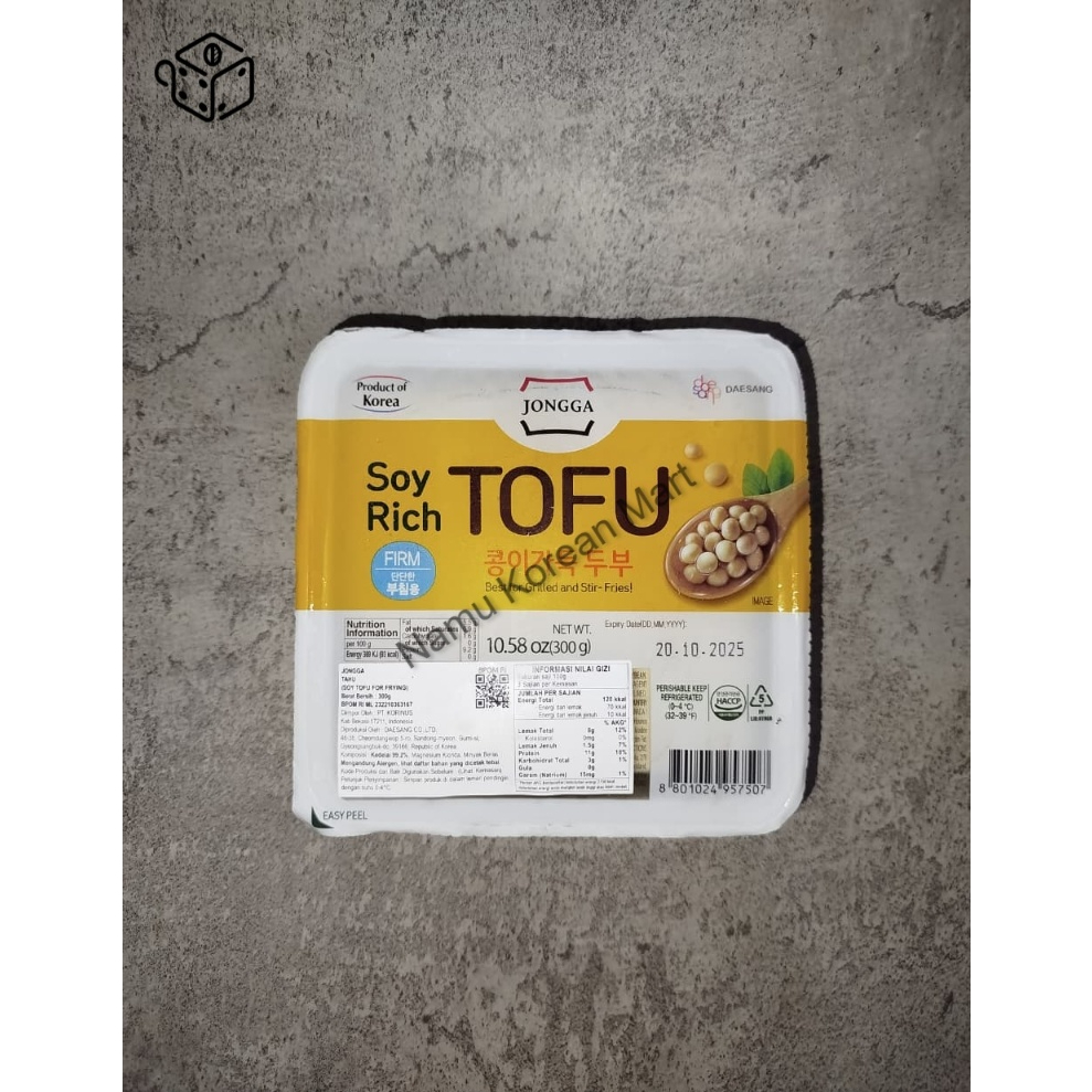 

Jongga Soyrich Tofu For Frying 300gr / Tahu Korea / Korean Tofu / Tahu For Frying / Tofu