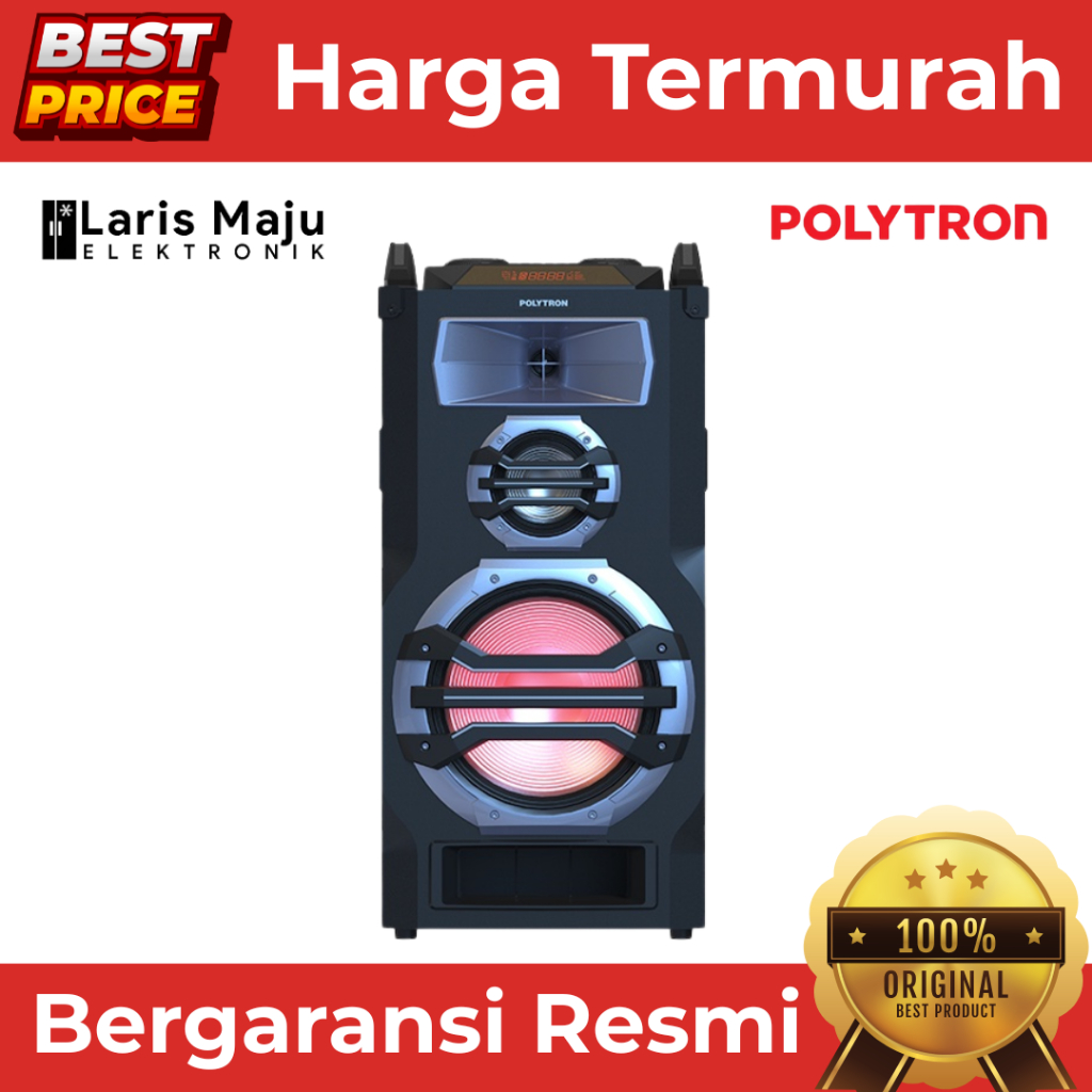 POLYTRON SPEAKER AKTIF PORTABLE PTS 12KF15 Single Woofer 12 Inch - Free 2 Mic Wireless